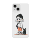 ショップ　キヨナリの黒猫とニット帽女子　オレンジ Smartphone Case