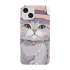 ラキューキャの帽子をかぶったかわいいグレーの長毛猫 Smartphone Case