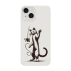 鹿児島のSUZURIアートショップの🐱『鹿児島SUZURIアート iPhoneケース: 猫とネズミのプレイタイム』🐭 Smartphone Case