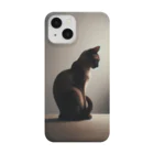 鹿児島のSUZURIアートショップの🐈🌙『鹿児島SUZURI月夜のシルエットキャット iPhoneケース』📱 Smartphone Case