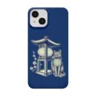 鹿児島のSUZURIアートショップの🏮『鹿児島SUZURI伝統的な猫と提灯 iPhoneケース』🐱 スマホケース