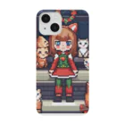 ruiruirの女の子と猫　クリスマス　ドット絵 Smartphone Case