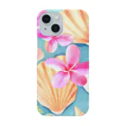 tropical artのプルメリアフラワー＆シェル　plumeria flower & shell スマホケース