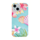 tropical artのプルメリアフラワー＆シェル　plumeria flower & shell スマホケース