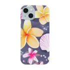 tropical artのプルメリアフラワー＆シェル　plumeria flower & shell スマホケース