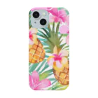 tropical artのプルメリアフラワー＆パイナップル　plumeria flower & pineapple スマホケース