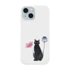 幸運のしっぽの黒猫と花 Smartphone Case