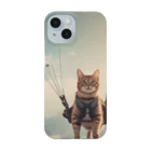 cat(゜))<<のパラシュートする猫 Smartphone Case