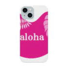 大漁旗　和柄のshopのピンク　ハート　aloha スマホケース