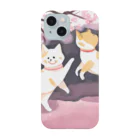 Shironekokuuの桜で遊ぶ犬と猫 Smartphone Case