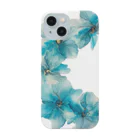 Tink_handmadeのTink ターコイズブルーflower スマホケース