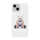 柴犬に囲まれたいのバーベルを上げようとするムキムキの白柴犬 Smartphone Case