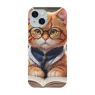 L Laurelの知的でかわいい猫が本に没頭中！ Smartphone Case