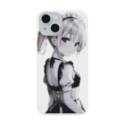 agomamushiの見返り金髪ポニテメイドさんモノクロバージョン Smartphone Case