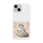 Y m @Y's shopの猫と薔薇　パールver. Smartphone Case