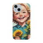 LOGOstylesのヒマワリの花束を持つ幸せそうな子供 Smartphone Case