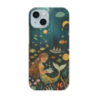 人魚堂の宝石を眺める人魚のスマホケースMermaid looking at jewels phone case. スマホケース