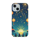 tanantの夏祭り、提灯が灯る下で花火をみている Smartphone Case