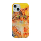 猫好きの谷の猫の水彩画/花畑のサイベリアンねこのイラスト/キジトラネコ Smartphone Case