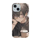 as -AIイラスト- のコーヒーと黒メガネ Smartphone Case