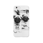 PUG283のパグの仲良し姉弟 monotone スマホケース