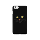 yellow season のCat face (ブラック) Smartphone Case