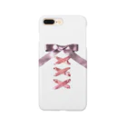 💜Salon de Lucia💜のPink × Lavender Lased-up Ribbon Smartphone Case