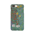 夜間遊泳のグスタフ・クリムト　cottage garden with sunflowers 絵画プリント　植物画　花柄 Smartphone Case