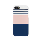 MerunのNavy&Pink border スマホケース