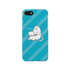 myon shopのねこ fat cat at home（ブルー） スマホケース