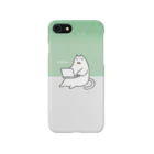 myon shopのねこ fat cat at home（グリーン） スマホケース