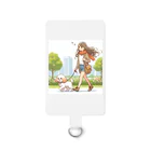 南国のかわいい犬と散歩をする女性 Smartphone Strap