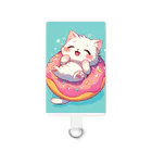 AQUAMETAVERSEの子猫ドーナツ浮輪楽む　　なでしこ1478 スマホストラップ