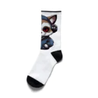 Vasetti_pressのヘッドホンをかけているタヌキ Socks