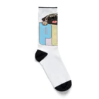 パグ PUG ぱぐ  OHMAI GALLERYのPUG-パグ-ぱぐ　道具箱ならぬパーグ箱から出たい親子パグ ワンポイントTシャツ  Socks