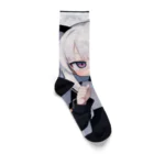 ケモ耳美少女キツネちゃん（AIart）のキュート＆ワイルドな髪の女の子 Socks