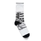 archifrogの落水荘風の建築物に佇むカエル Socks