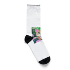 キュート＆クールのアニメ調・花畑の猫 Socks