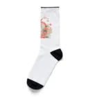 Japan Beautyオリジナルショップのうっすらピンクの花龍さん Socks