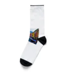 KSK SHOPの絵画のようなチンクエテッレの風景 Socks