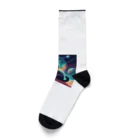 renkanの宇宙に居る猫のイラストグッズ Socks