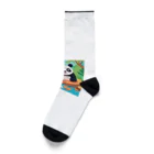 萌えキャラ大好きの温泉を楽しむパンダイラストのグッズ Socks