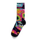 ファンシーTシャツ屋のメキシコ伝統モチーフのカラフルスカル Socks