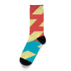 square屋の水色と薄朱と淡光色のパターン Socks
