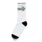 富嶽百景の針 金 文 字 (緑) Socks