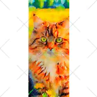 猫好きの谷の猫の水彩画/花畑のサイベリアンねこのイラスト/キジトラネコ Socks