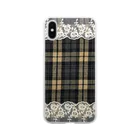 merongのチェック＆レース Soft Clear Smartphone Case