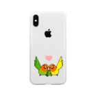 まめるりはことりのハイタッチなかよしコザクラインコ【まめるりはことり】 Soft Clear Smartphone Case