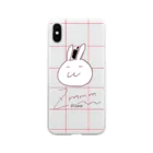 mochic5の赤チェックなずもももちゃん Soft Clear Smartphone Case