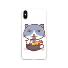 cream houseのそばを食べるネコ（しろ） Soft Clear Smartphone Case